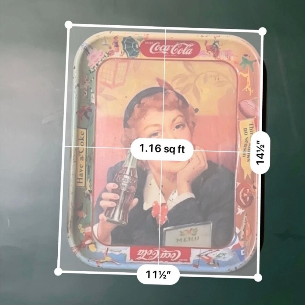 Vintage Coca-Cola Metal Serving Tray Woman - Picture 5 of 6